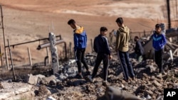 Piştî bomberankirina Tirkîyê dîmenek ji îstasyoneke elektrîkê ya li herema Hesekê (20 Mijdar, 2022)