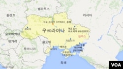 우크라이나 주요 지역과 러시아 등 주변 국가