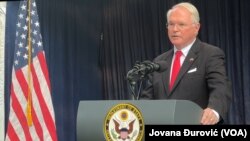 Ambasador SAD u Srbiji Kristofer Hil tokom obraćanja povodom proslave Dana nezavisnosti