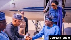 Lokacin da Tinubu ya sauka a Abuja (Hoto: Facebook/Kashim Shettima)