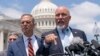 Republican Representatives Scott Perry and Chip Roy speak with reporters as members of the conservative House Freedom Caucus discuss the debt limit deal during a news conference on Capitol Hill in Washington, May 30, 2023.