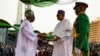Shugaban Najeriya Bola Ahmed Tinubu, ya yi da karbar mulki daga hannun shugaba Muhammadu Buhari, a yayin bikin rantsu a Abuja, Monday, May 29, 2023.