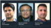 FILE — Amin Hasanzadeh, in a screenshot from social media; Kaveh Lotfolah Afrasiabi, courtesy of VOA; and Kambiz Attar Kashani, in a screenshot from social media, are seen in this compilation photo created Sept. 19, 2023. 