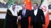 Diplomat senior China Wang Yi memediasi pertemuan Menteri Negara dan Nasional penasihat keamanan Arab Saudi Musaad bin Mohammed Al Aiban (kiri) dan Ali Shamkhani (kanan), sekretaris Dewan Keamanan Nasional Tertinggi Iran, selama pertemuan di Beijing, China 10 Maret 2023.