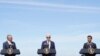 Dari kiri: PM Australia Anthony Albanese, Presiden AS Joe Biden dan PM Inggris Rishi Sunak di pangkalan AL AS "Point Loma" di San Diego, California, 13 Maret 2023.
