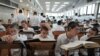 Ultra-Orthodox Jewish seminary students study on the day that Israel's military begins sending out draft orders for ultra-Orthodox Jewish men, at the Kol Torah Jewish seminary in Jerusalem, July 21, 2024. 