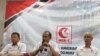 Presidium Medical Emergency Rescue Committe (MER-C), dari kiri ke kanan: Henry Hidayatullah, Sarbini Abdul Murad, Faried Thalib saat konferensi pers soal pengiriman tim ke Gaza, Palestina di kantor MER-C, Salemba, Jakarta Pusat, Selasa (10/10).