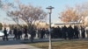 A screengrab from UGC video posted on Twitter Dec. 7, 2022, purports to show students clashing with security forces in Mashhad, Iran.