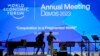 Persiapan panggung menjelang pembukaan Forum Ekonomi Dunia di Davos, Swiss, 15 Januari 2023.