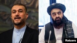 حسین امیر عبداللهیان، وزیر خارجۀ ایران و امیرخان متقی، سرپرست وزارت خارجۀ حکومت طالبان