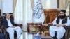 Taliban Foreign Minister Amir Khan Muttaqi (R) summoned Pakistan's ambassador, Mansoor Ahmad Khan, in Kabul to protest the alleged attacks, April 16, 2022. (Courtesy of Muttaqi's office)
