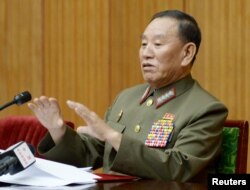 김영철 북한 정찰총국장이 지난 2015년 8월 평양에서 외신기자회견을 열고 한국의 대북 확성기 방송 등을 비난했다.