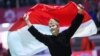 Sugianto merayakan kemenangan setelah meraih medali emas nomor seni perorangan putra di Asian Games 2018, Jakarta, 29 Agustus 2018.