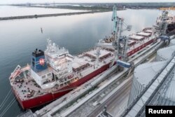 FILE - Unity N, a cargo carrying over 71,000 tonnes of Ukrainian corn, is moored after loading in the Romanian Black Sea port of Constanta, Romania, April 28, 2022. (Inquam Photos/Daniel Stoenciu via Reuters)
