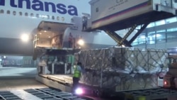 A shipment of vital medical supplies from the United Kingdom arrives in New Delhi, India April 27, 2021 in this still image taken from a video. ANI/REUTERS TV via REUTERS THIS IMAGE HAS BEEN SUPPLIED BY A THIRD PARTY. INDIA OUT. NO COMMERCIAL OR EDITORI