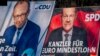 Në posterat zgjedhorë në Gjermani shfaqet Kancelari Olaf Scholz (djathtas) dhe kandidati kryesor i demokristianëve Friedrich Merz (majtas)