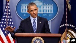 Predsednik Barak Obama na konferenciji za novinare u Beloj kući (AP Photo/Pablo Martinez Monsivais)