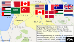 Negara-negara yang ikut berpartisipasi dalam serangan udara di Suriah dan Irak