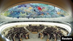 Pemandangan sidang Dewan HAM PBB di Jenewa, Swiss, 27 Februari 2020. 