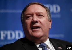 CIA Director Mike Pompeo speaks during the Foundation for Defense of Democracies (FDD) National Security Summit in Washington, Oct. 19, 2017.