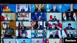 Lideri G-20 na virtuelnom samitu o Avganistanu, 12. oktobra 2021 u Rimu.