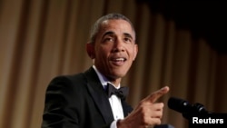 Shugaba Barack Obama, a liyafar cin abincin dare da 'yan jarida da suke aiki a fadar white suka shirya na bana.