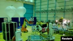 Indian Space Research Organization scientists work on various modules of lunar mission Chandrayaan-2 at ISRO Satellite Integration and Test Establishment (ISITE) in Bengaluru, India, June 12, 2019. 