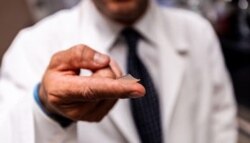Researchers from the University of Pittsburgh School of Medicine developed a "Microneedle Array Vaccine," which is delivered into the skin through a fingertip-sized patch of microscopic needles. (Photo Credit: University of Pittsburgh Medical Center)