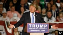Republican presidential candidate Donald Trump speaks during a campaign rally, Dec. 5, 2015, in Davenport, Iowa.
