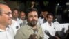 Anura Kumara Dissanayake, the presidential candidate from National People's Power, speaks to the press as he heads to the Election Commission, a day after the presidential election, in Colombo, Sept. 22, 2024.