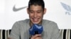 NBA sensation Jeremy Lin attends a news conference during his Taipei tour in downtown Taipei August 5, 2012.