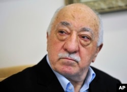 FILE - Islamic cleric Fethullah Gulen speaks to members of the media at his compound, in Saylorsburg, Pa., July 2016.