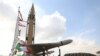 Sebuah drone dan rudal dipamerkan dalam acara peringatan 44 tahun revolusi Islam di Iran, di Teheran, pada, 11 Februari 2023. (Foto: Majid Asgaripour/WANA (West Asia News Agency) via Reuters)