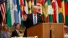 President Donald Trump delivers a speech to the Arab Islamic American Summit, at the King Abdulaziz Conference Center, May 21, 2017, in Riyadh, Saudi Arabia.