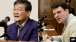 북한에 억류 중인 미국인들. 한국계 미국인 김동철 목사(왼쪽)와 대학생 오토 프레데릭 웜비어 (자료사진)