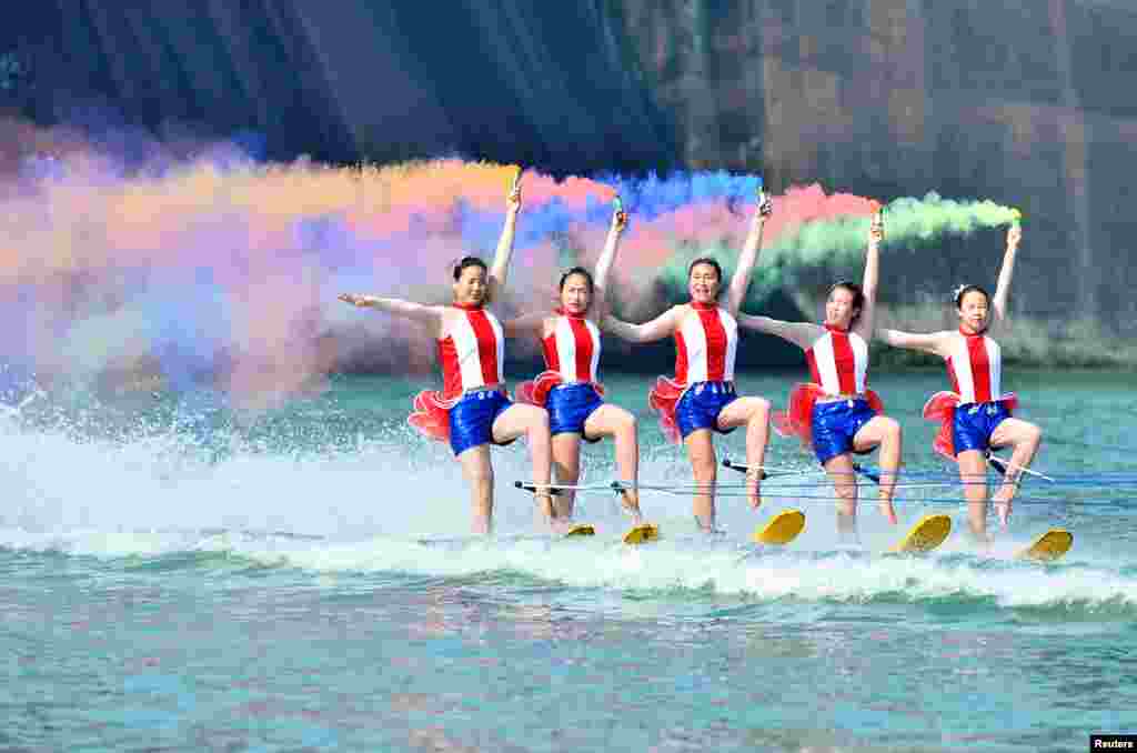 Participants perform at a tourism resort in Chenzhou, Hunan Province, China.