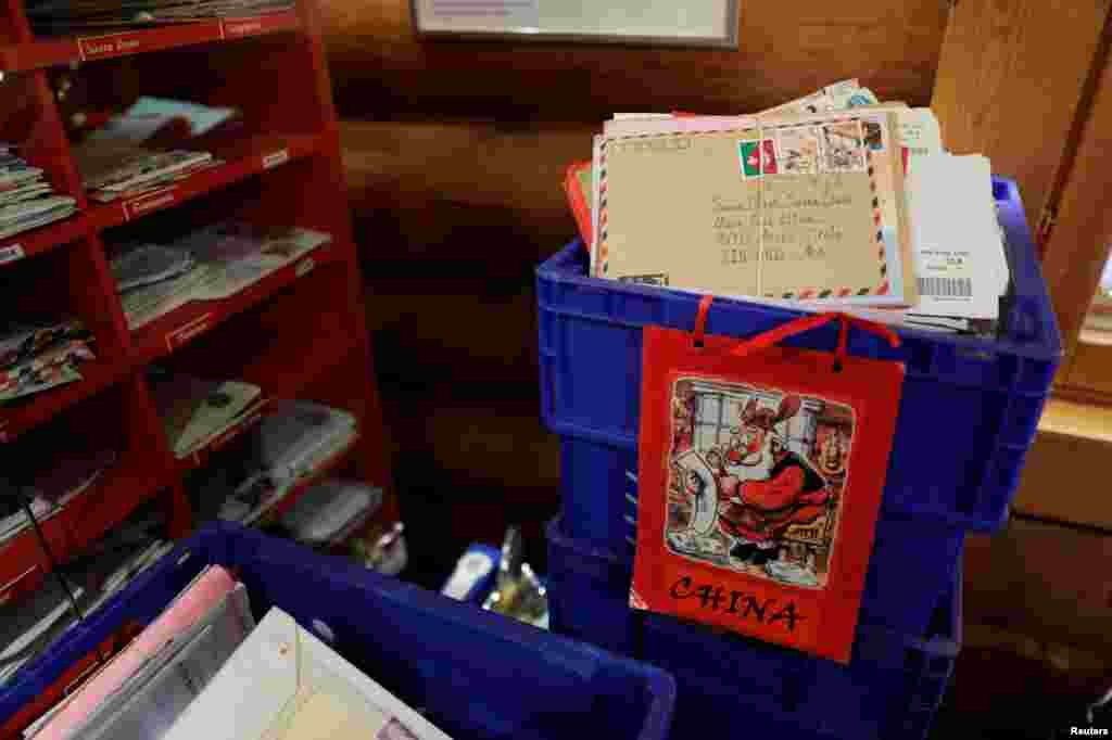 Letters from around the world are stored at the Santa Claus' Post Office in the Arctic Circle near Rovaniemi.