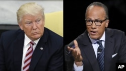 Predsednik Donald Tramp i novinar NBC-ja Lester Holt