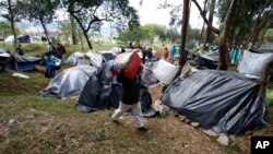 Kamp za migrante iz Venecuele blizu glavnog autobuskog terminala u Bogoti u Kolumbiji. 