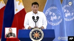 ဖိလစ်ပိုင်သမ္မတ Rodrigo Duterte. (စက်တင်ဘာ ၂၁၊ ၂၀၂၁)