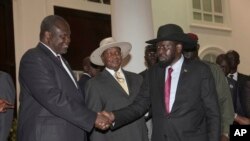  Shugaba Salva Kiir da shugaban 'yan tawaye Riek Machar