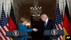 ဂျာမနီဝန်ကြီးချုပ် Angela Merkel နဲ့ ကန်သမ္မတ Donald Trump (March 17, 2017)