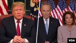 Predsednik SAD Donald Tramp, lider demokrata u Senatu Čak Šumer i predsedavajuća Predstavničkog doma Kongresa Nensi Pelosi