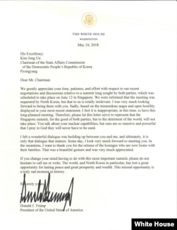 Surat Presiden Trump kepada Pemimpin Korea Utara Kim Jong-un.