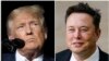 Konbinezon foto sa yo montre Prezidan Donald Trump (a goch) epi PDG Tesla ak X, Elon Musk. 