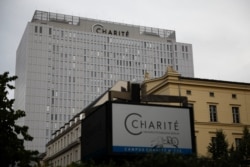 A view of the central building of the Charite hospital, where Russian opposition leader Alexei Navalny is being treated, in Berlin, Germany, Sept. 2, 2020.
