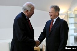 President of Finland Sauli Niinisto meets U.S. Undersecretary of State Tom Shannon, who is in Finland for negotiations with Russian Deputy Foreign Minister Sergei Ryabkov, Helsinki, Finland, Sept. 11, 2017.