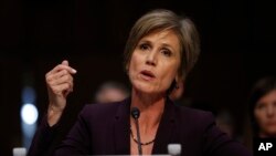 Former acting Attorney General Sally Yates testifies on Capitol Hill in Washington, May 8, 2017.