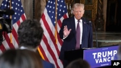 U.S. President-elect Donald Trump speaks during a news conference at Mar-a-Lago on Jan. 7, 2025, in Palm Beach, Florida.