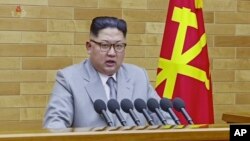북한 김정은 국무위원장이 지난 1일 신년사를 하고 있다.